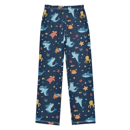 Crab Shark Boys Long Pants Soft Trousers Elastic Waist Kids Lounge Bottoms with Pockets S-XL