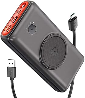 JIGA Wireless Power Bank 30,000mAh, 18W PD USB-C Portable Charger with 3 Inputs & 5 Outputs and Flashlight, QC3.0 Cell Phone External Battery Pack for iPhone X, 12, 11 Pro, iPad, Samsung, AirPods etc