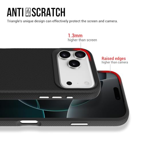 Image of NOXO Ultra-Hybrid Triangle Back Case Cover for iPhone 17 Pro Max, | Shockproof Design | Camera Protection | Soft TPU & Rugged PC | Bumper Case Cover for iPhone 17 Pro Max, (Coal Black)