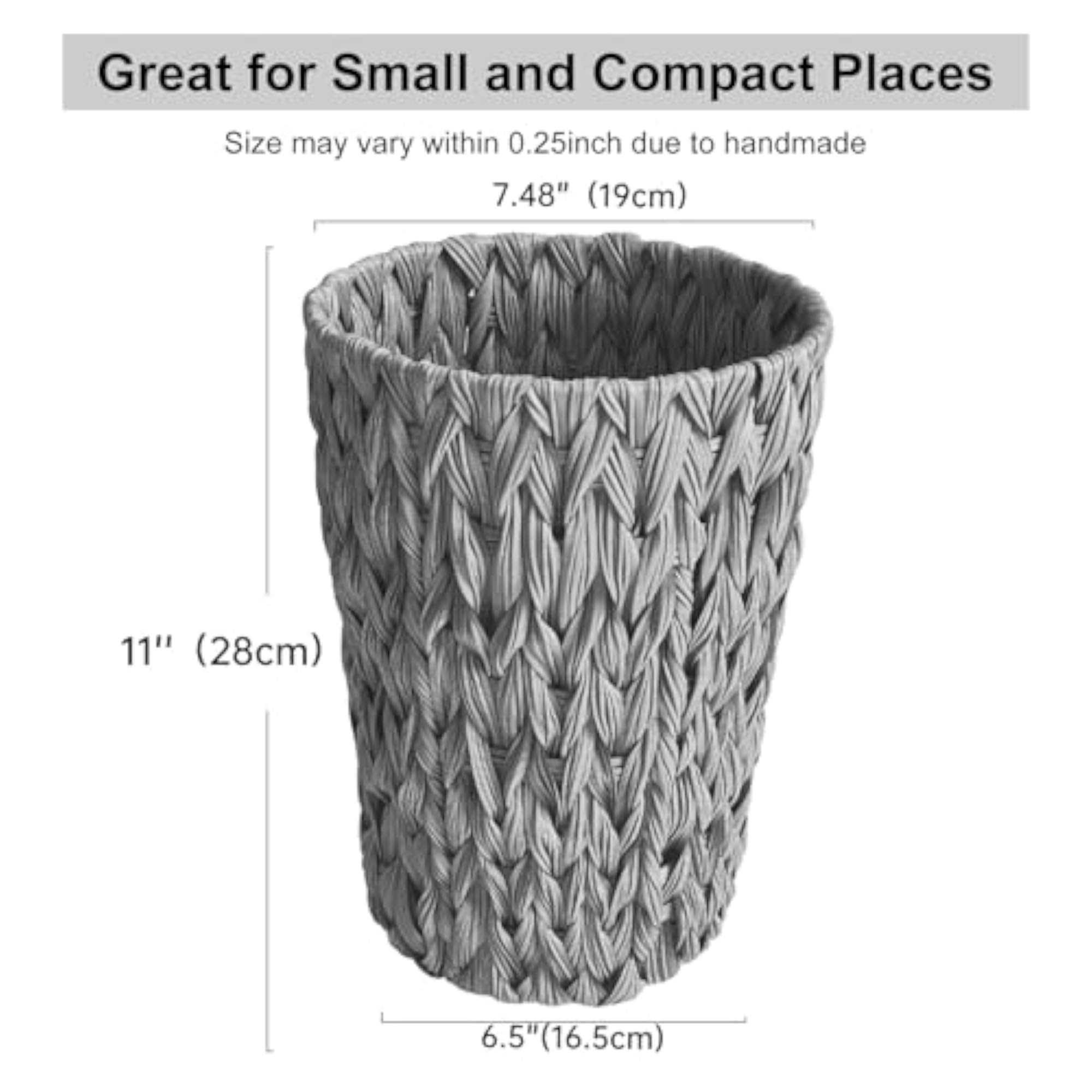 Gray Wicker Trash Can, 2 Gallon Capacity