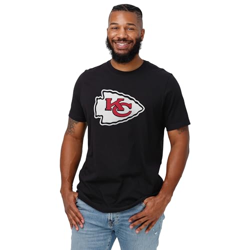 FOCO Men's Standard NFL Team Primary Logo Black Short Sleeve T-Shirt, Small