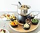 Mäser 931229 Fondue-Set 23-teilig, Edelstahl Fonduetopf inklusive Spritzschutz, Rechaud, Drehkarussell aus Holz, Fonduegabeln, Schälchen, Grau/Schwarz