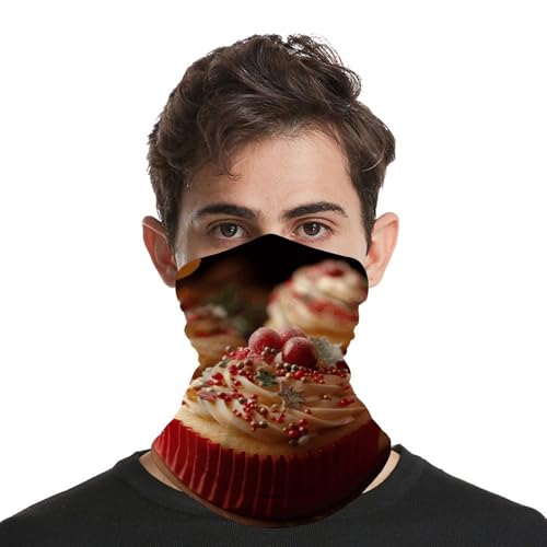 Neck Gaiter Face Mask Breathable Wind-Proof Face Cover Christmas Cupcakes Sun Cooling Dustproof Mask Balaclava Bandana Headwear for Men Women miniatura 3