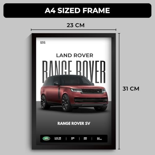 Image of Range Rover Poster | Framed Poster of Land Rover Range Rover A4 Sized (31 x 23 cm) | Cars Posters for Wall, Gift for Boys, Supercar Frame | Car Frames | Car Posters for Wall, Bedroom, Hostel, Study Room