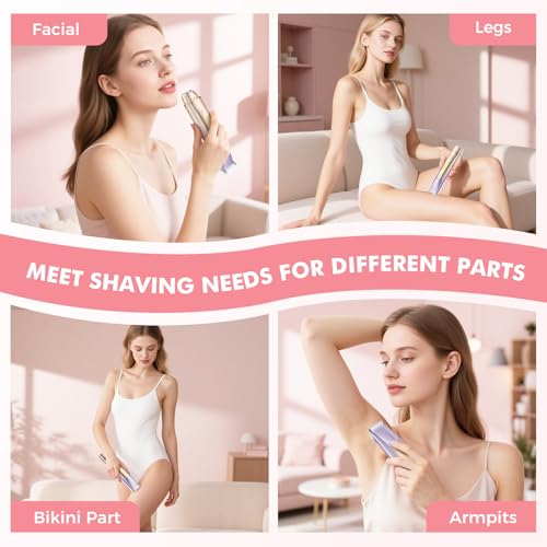 Image of Bikini Trimmer for Women, 2-in-1 Electric Razor for Pubic Hair & Body - Painless Wet /Dry Shaver with IPX7 Waterproof, Rechargeable Cordless Groomer for Legs, Underarm & Face (Mauve)