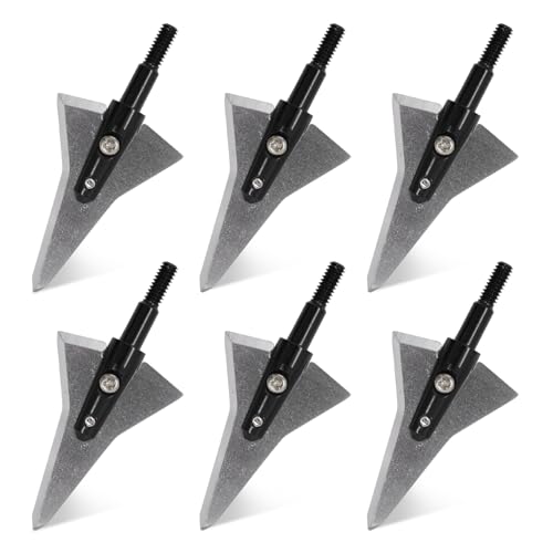 RUOERSISI 6/12pcs 125 Grain Traditional Archery Arrow Tips Screw in Arrowheads Fixed Blade Arrow Broadhead Stainless Steel Archery Arrowheads for Small Game Hunting (6pcs)