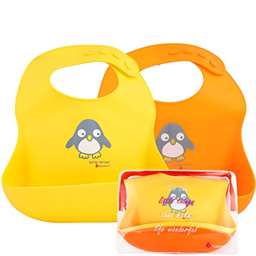 NatureBond Silicone Baby Bibs Easily Wipe Clean With Waterproof Pouch (2 PCs)