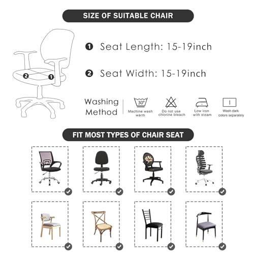 Image of FORCHEER Office Chair Seat Cover 19x19 inch Printed Stretchable Small Fitted Computer Desk Chair Seat Cushion Slipcover-Boho