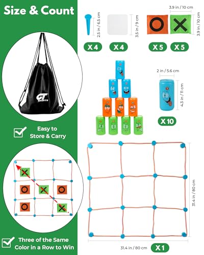 image for CT SPORTS 2-in-1 Giant Tic Tac Toe and Can Toss Game - Outdoor Games f