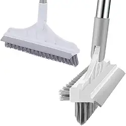 Vassoura Rodo Multifuncional Angular 2 em 1 - Cerdas Sintéticas e Silicone, Pisos e Cantos, Limpeza Úmida ou Seca (Branco-Cinza)