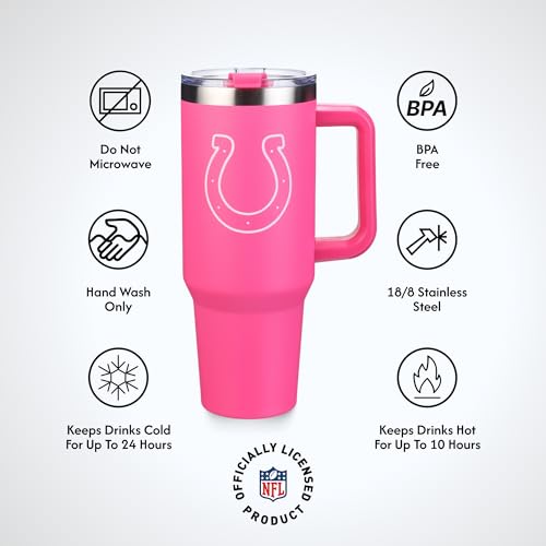 Image of The Memory Company Officially Licensed NFL - Indianapolis Colts 40oz Pink Game Day Tumbler with Team Logo