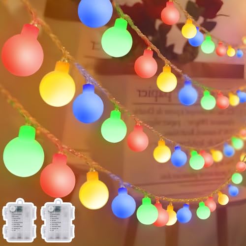 KNONEW Confezione da 2 luci a LED per interni ed esterni, 6 m, 60 LED, con timer e telecomando, 8 modalità, per camera da letto, classe, campeggio, decorazioni per matrimoni (multicolore)