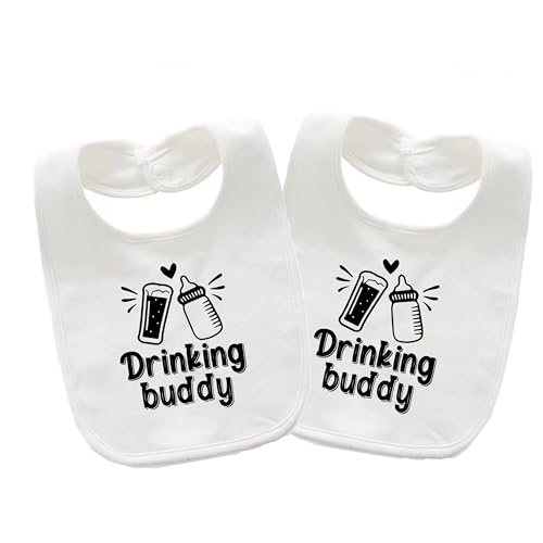 Image of QIANWANYI Baby Twins Bibs Drinking Buddy Newborn Baby Bibs Cute Unisex Bibs Set Toddler Baby Boy Girl Bibs