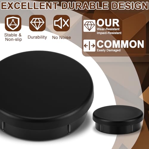 Image of Threehoney 48 Pcs Wrought Iron Patio Furniture Leg Cap 1-1 /4 Chair Feet Cap | Black Heavy Duty Nylon Round Chair Leg Glides Floor Protectors for Outdoor Patio Garden Metal Furniture, Table Feet