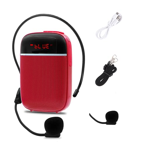 Amplificador de Voz Bluetooth portátil, Mini Altavoz con Cable Recargable con micrófono, para Profesores, guías turísticos, autocares y más(Rojo)