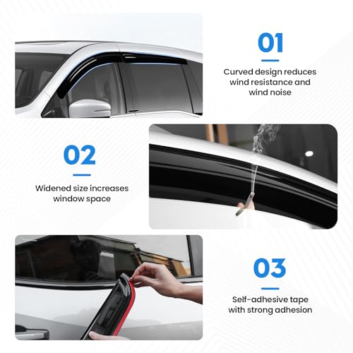 Image of Odyssey Rain Guard - Window Visors for Honda Odyssey 2018-2025 2026, Out-Channel Side Window Rain Guards for Odyssey Accessories, 4PCS, Black, Car Accessories