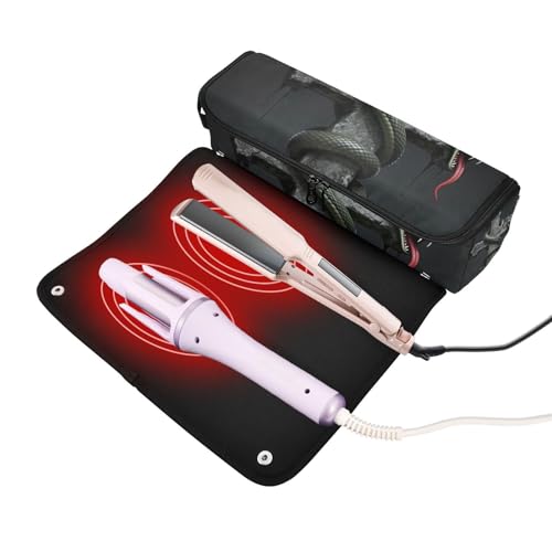 Bolsa de viaje y tapete resistente al calor para herramientas de cabello Hot Hair Tools, organizador portátil para planchas y rizadores de pelo, diseño 2 en 1 con cierre magnético miniatura 2
