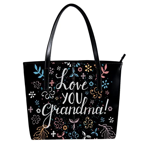 Sac main pour femme grand tote bag et sac bandoulière Je t'aime grand-mère