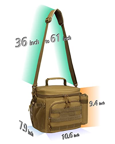 Tacticism Tactical Lunch Box For Men 12L Molle Lunch Bag Adult, Up To 8 Hours Insulated Lunchbox, Large Durable Leakproof Cooler With Detachable Water Bottle Pouch, For Work Camping Fishing, Brown #TOP1