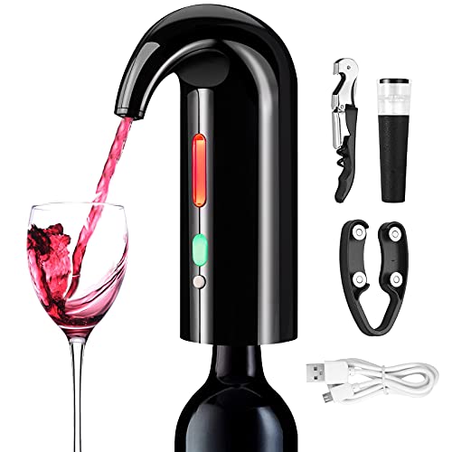 Aireador de Vino Eléctrico, Tanice Dispensador de Vino Automático Recargable por USB Decantador de Vino Incluye Una...