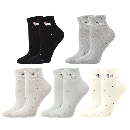 Zuimei 5 Pairs Cotton Ankle Socks Womens Cute Animals Socks for Women Funny Dachshund Sausage Dog Birthday Gifts for Mum Auntie Wife Sisters Daughters Girlfriend Friends