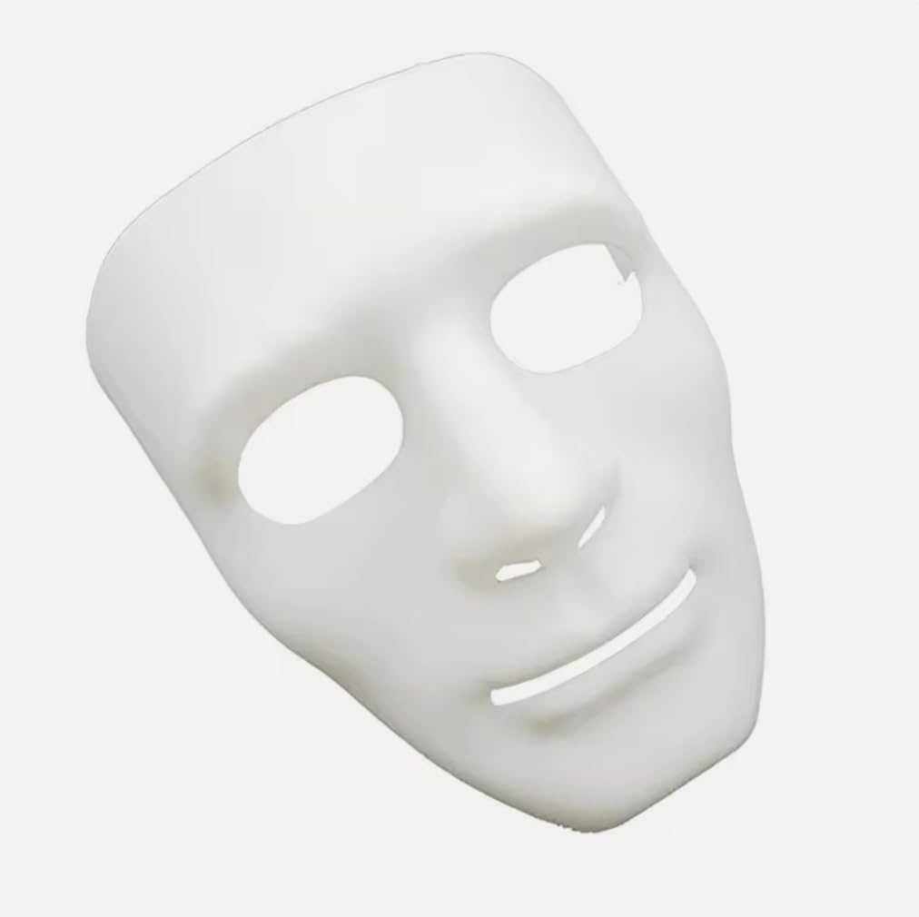 jokeshop Hard Plastic Face Mask Halloween Party Scary Full Face Man Dance Masquerade Cosplay Party Thick Plastic Durable Masks (White) — image 1