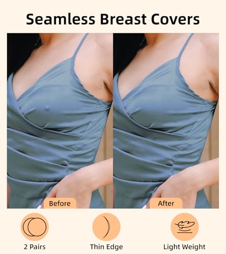 Large Nipple Covers for Women 2 Pairs - Reusable Nipple Pasties Silicone Size A-DD Sticky Adhesive Breast Petals4