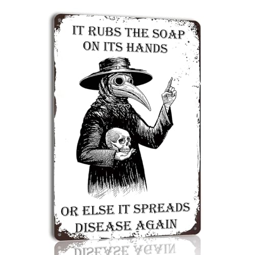 Gothic Wall Decor Halloween Bathroom Poster Goth Home Metal Signs...