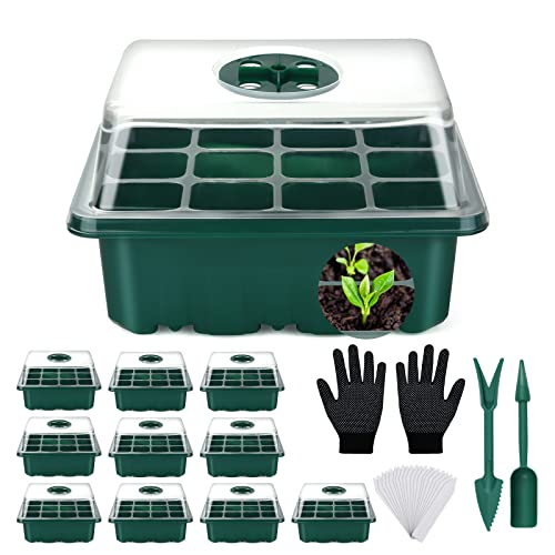 flintronic Mini Serre pour Plantes, 11 Pièces 132 Cellules Cellules Intérieure Plateau Semis avec couvercles rehaussés, Bac à semis Pépinière Boîte de...