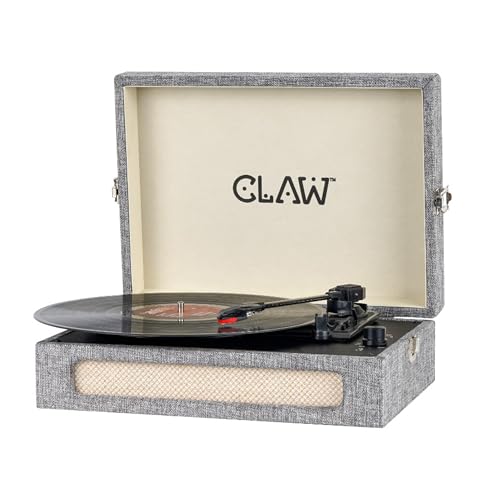 Image of Claw Stag Retro Vinyl Record Player with Bluetooth 5.3, 10W Stereo Speakers, 33 /45 /78 RPM, USB Recording, AUX-in, RCA Out, Headphone Jack, Volume Knob & Playback Buttons | Grey