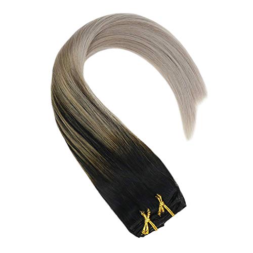 image for Sunny Hair Sunny Grey Ombre Clip in Extensions 14 Inch Grey Clip in Ha