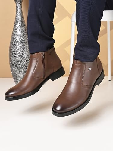 Image of Carlton London Men's Ankle Height Slip On Round Toe Comfortable Boot