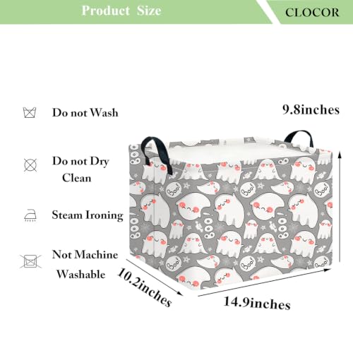 Image of CLOCOR Rectangular Storage Basket Empty,Gift Basket,Waterproof Storage Bin with Handles,Room Decor(Cute Ghost Halloween)