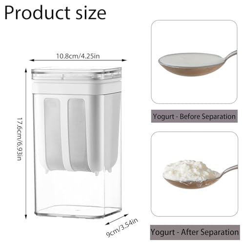 Image of Yogurt Filter Milk Strainer 1100ml Yogurt Strainer with Fine Mesh Bag, Lid and Scale Mark, for Making Thick Greek Yogurt, Soybean Milk, Kefir, Berries, Soup, Fruit Juice, Coffee, Curd, Cheese Maker
