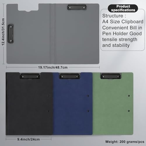 Image of File Cover Folder Clipboard,Multi-Functional Binder Dual Clip File Folder,360 Degree Flip Sturdy Writing Pad with Strong Metal Clip,PP File for A4 Size Business,Office,School Papers (2, Green)