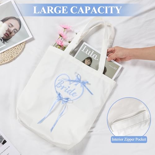 Etercycle Bride Tote Bag, Canvas Wedding Purse Handbags Bridal Shower Gifts For Bachelorette Party Bridesmaid Engagement4