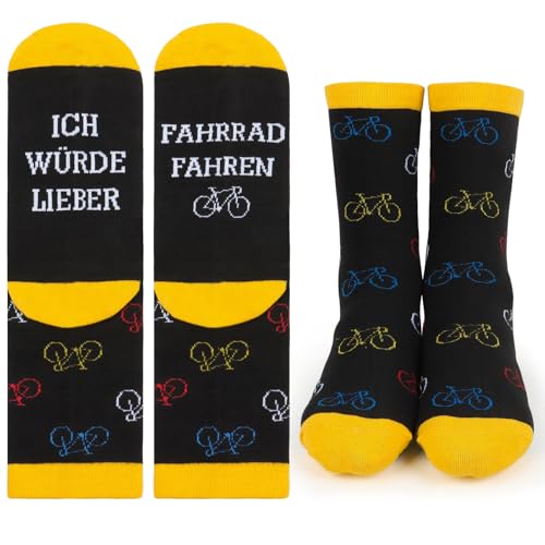 Geschenke für Fahrradfahrer Socken, 42-46 Baumwolle „Ich Würde Lieber Fahrrad Fahren“ Geburtstagsgeschenk Baumwollsocken Geburtstag Weihnachten Vatertag Lustige Fahrradsocken Männer Radfahrer