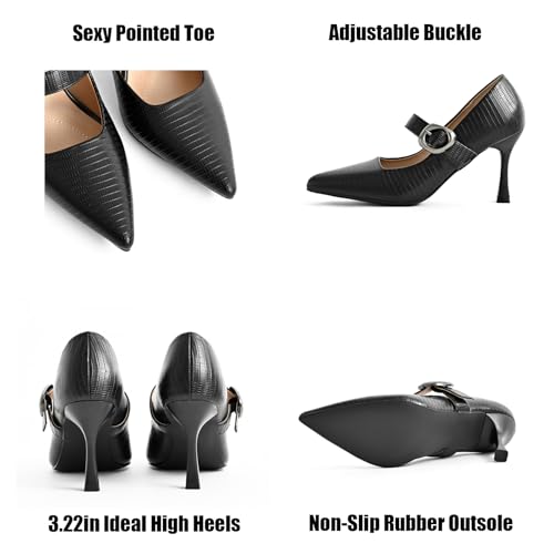 Sexy Mary Jane Pumps for Women Stiletto Pointed Toe Kitten Heel Backless Elegant Comfortable Dress Pumps with Adjust Ankle Buckle for Office Party Wedding Prom Daily Wear2