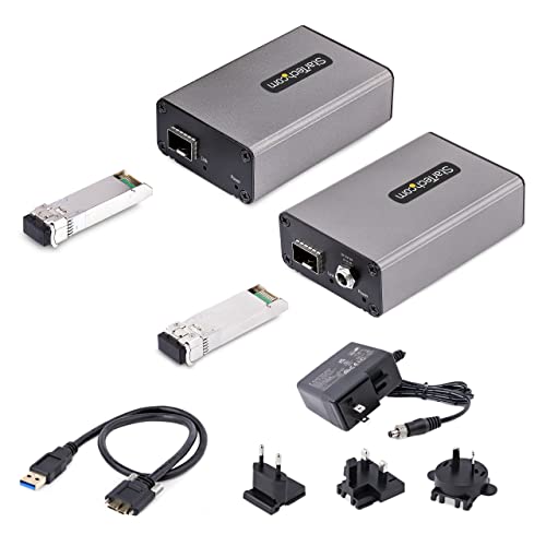 Image of StarTech 2-Port USB 3.0 Extender Over OM3 Multimode Fiber, 5Gbps, TAA | 2x USB-A Hub, 350m Range, Durable USB Fiber Optic Extender, Optical USB Extender, F35023-USB-EXTENDER, 1150ft
