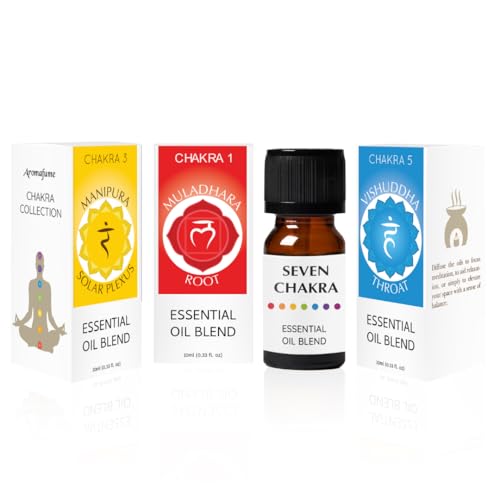 Solar Plexus Chakra, Root Chakra, Throat Chakra Essential Oil Diffuser Blends by Aromafume | 3 x 10ml/0.33 fl oz| Aromatherapy Oils for Chakra Balance | Chakra Incense for Meditation, Yoga, Reiki