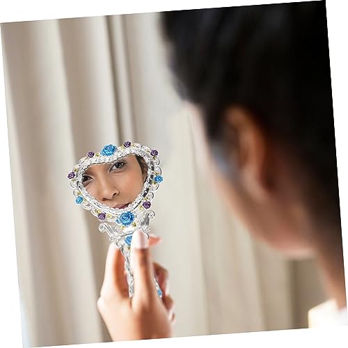 Espejo para Maquillaje de Mano en Forma de Corazón Plata miniatura 4
