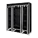 Produktbild Meerveil Kleiderschrank Höhe 175cm, Stoffschrank Faltschrank Garderobe mit Kleiderstange, 3 hochrollbaren Türen 175cm*150cm*45cm, Schwarz