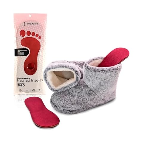 Snook-Ease Heated Booties Thick Warm Winter Feet Warmers with Microwavable Heatable Inserts – Heated Booties Foot Heater for Cold feet – Heated Foot Warmers (Gray, Women 6-7 / Men 5-6) Cover