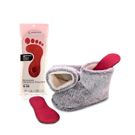 Cold Sore Feet Relief Heated Inserts with Booties for Women - Arthritis, Plantar Fasciitis, Poor Blood Circulation, Raynaud’s, Night Cramps- Instant Toasty Feet- Cozy Good Night Sleep - Light Grey - 6
