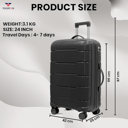 Image of 28-Inch Hard-Shell Luggage Suitcase | Lightweight 3.7 kg | 360 Spinner Wheels | 2-Way Zipper | Multi-Functional Lock | Business & Family Travel Trolley Bag (1, Dark GREY-24INCH)