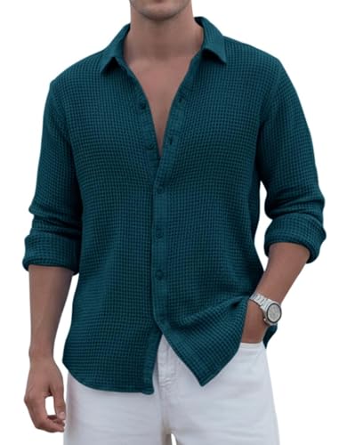 Zombom Men’s Textured Casual Shirt | Full Sleeve Button-Down Shirt for Men | Lightweight Soft Poly Cotton Regular Fit