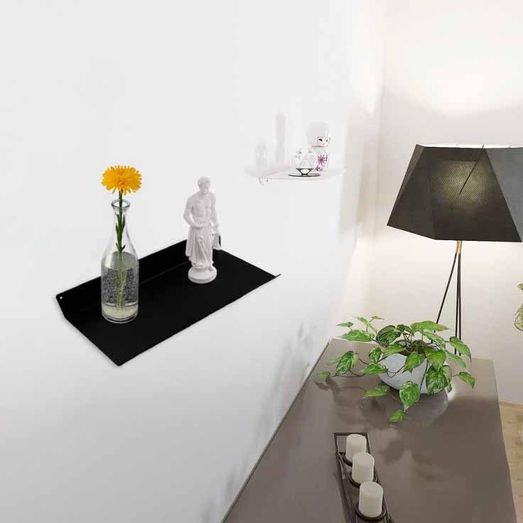 Image of Spillbox Metal Floating Shelf | Wall Mounted Shelf | Invisible Mounting|Decorative Shelf|Living Room|Kitchen Organizer|Stand|Holder for Wi-fi Camera Multipurpose(Black, Small)