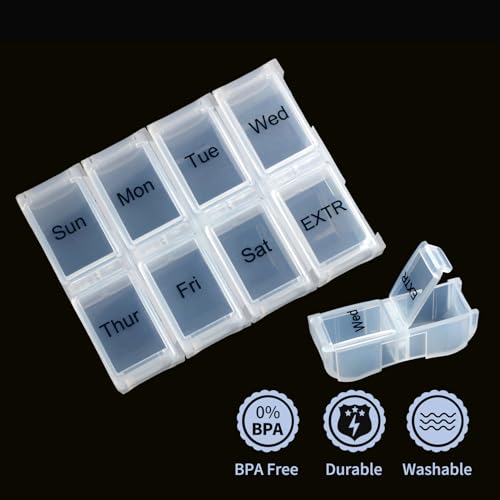 Image of 2 Packs Weekly Travel Pill Organizer Case for Purse with Removable 7 Day Box, Fashionable Pill Container for Medicine, Vitamin, Supplement