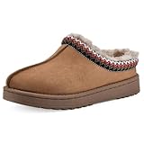 WHITE MOUNTAIN Women's Icebin Faux Fur Slipper Clog, Brown/Smooth, 8 M