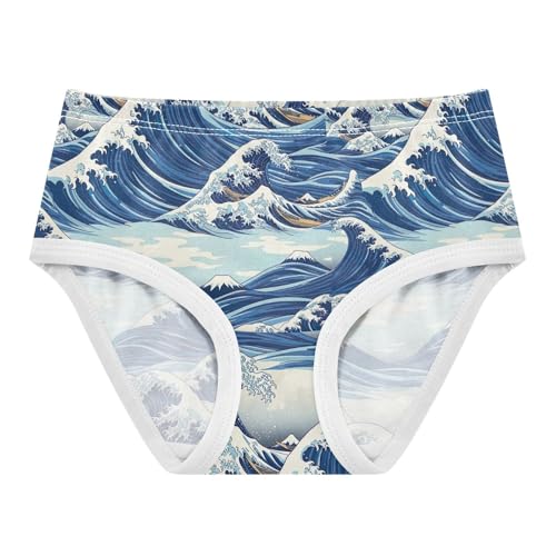 Joisal Blue Ocean Waves Girls Underwear Toddler 2t Cotton Girl Panties Cute Cartoon Briefs Underpants